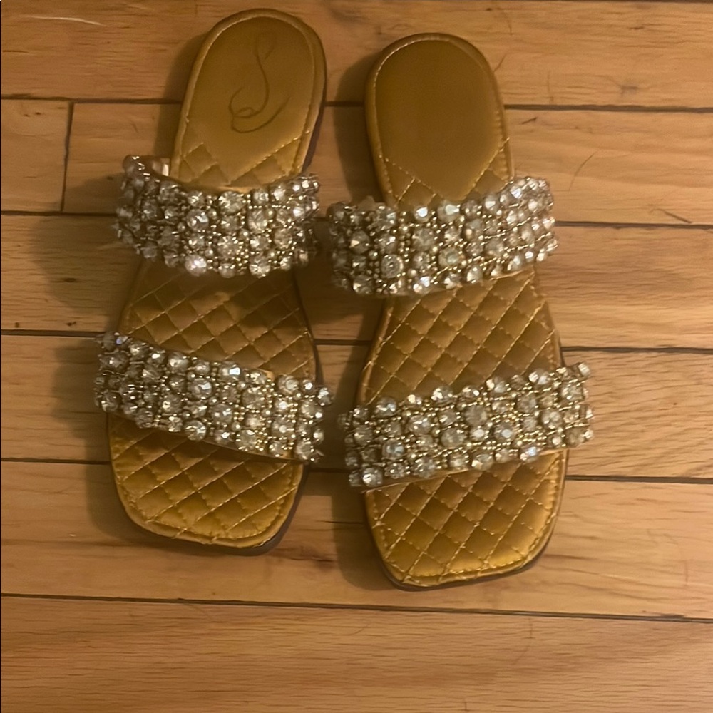 Sam Edelman Elegant Gold Embellished Women's Sandals, like new